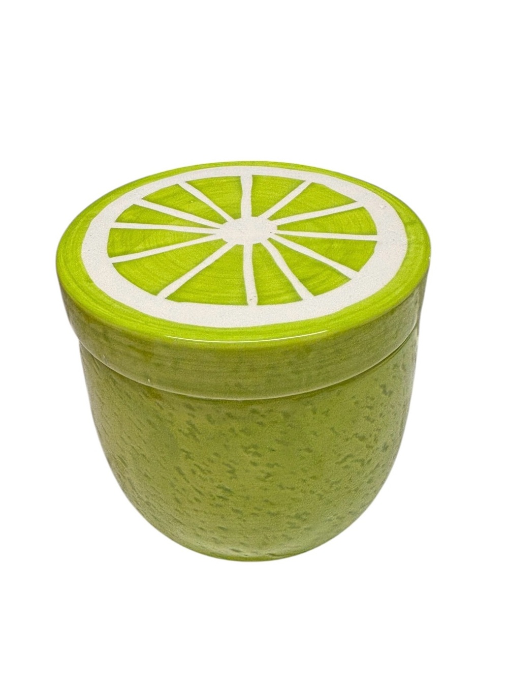 Lime Fruit Ceramic Painted Canister Jar Summer Fruit Decor Kitchen Decor Green